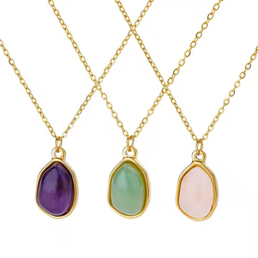 Crystal Pendant Necklace Natural Stone - Collar con colgante de Jade y