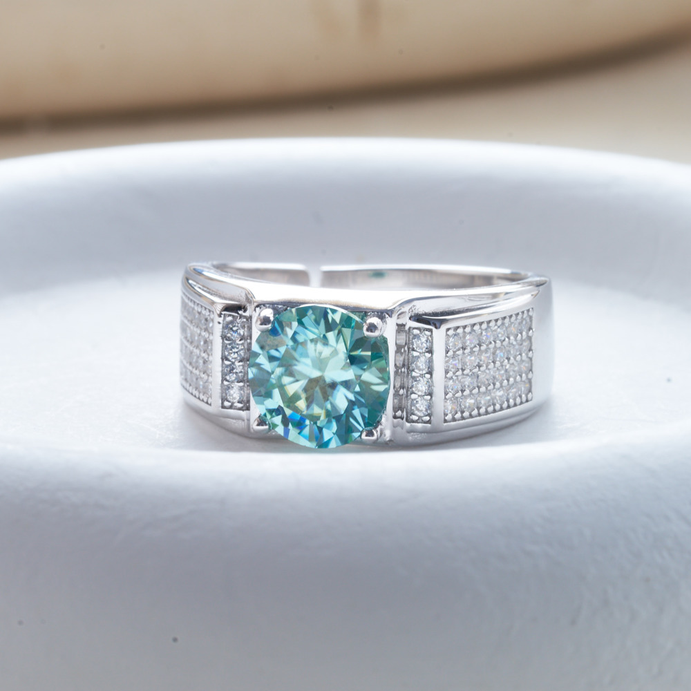 Moissanite Engagement Ring 1 Carat - Anillo de moissanita de color azul