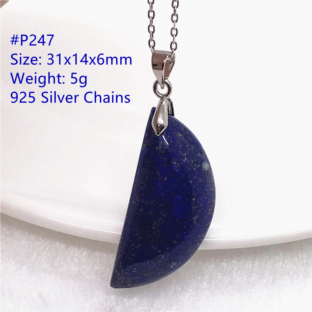Crystal Pendant Necklace Natural Stone - Collar con colgante de lapislázuli azul
