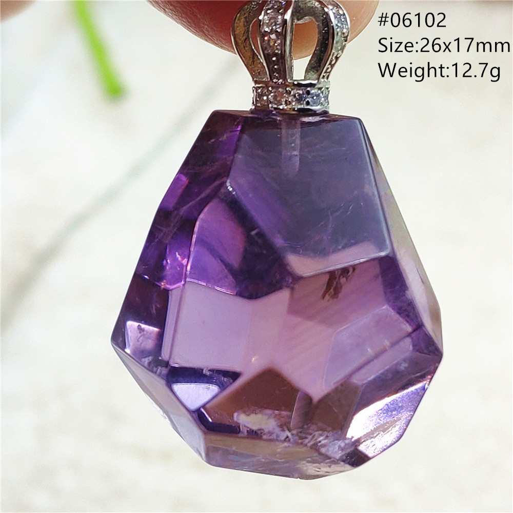Crystal Pendant Necklace Natural Stone - Collar con colgante facetado de cuarzo