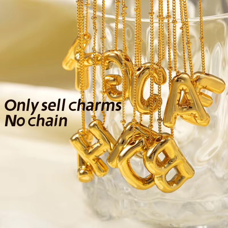Initial Letter Necklace 18K Gold - Carlidana-collares de nombre de burbuja de