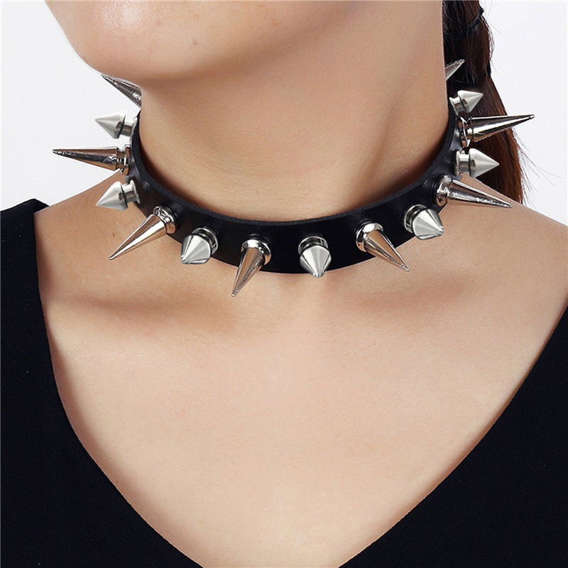 Goth Punk Spike Choker - Gargantilla Punk con Púas Largas, Collar