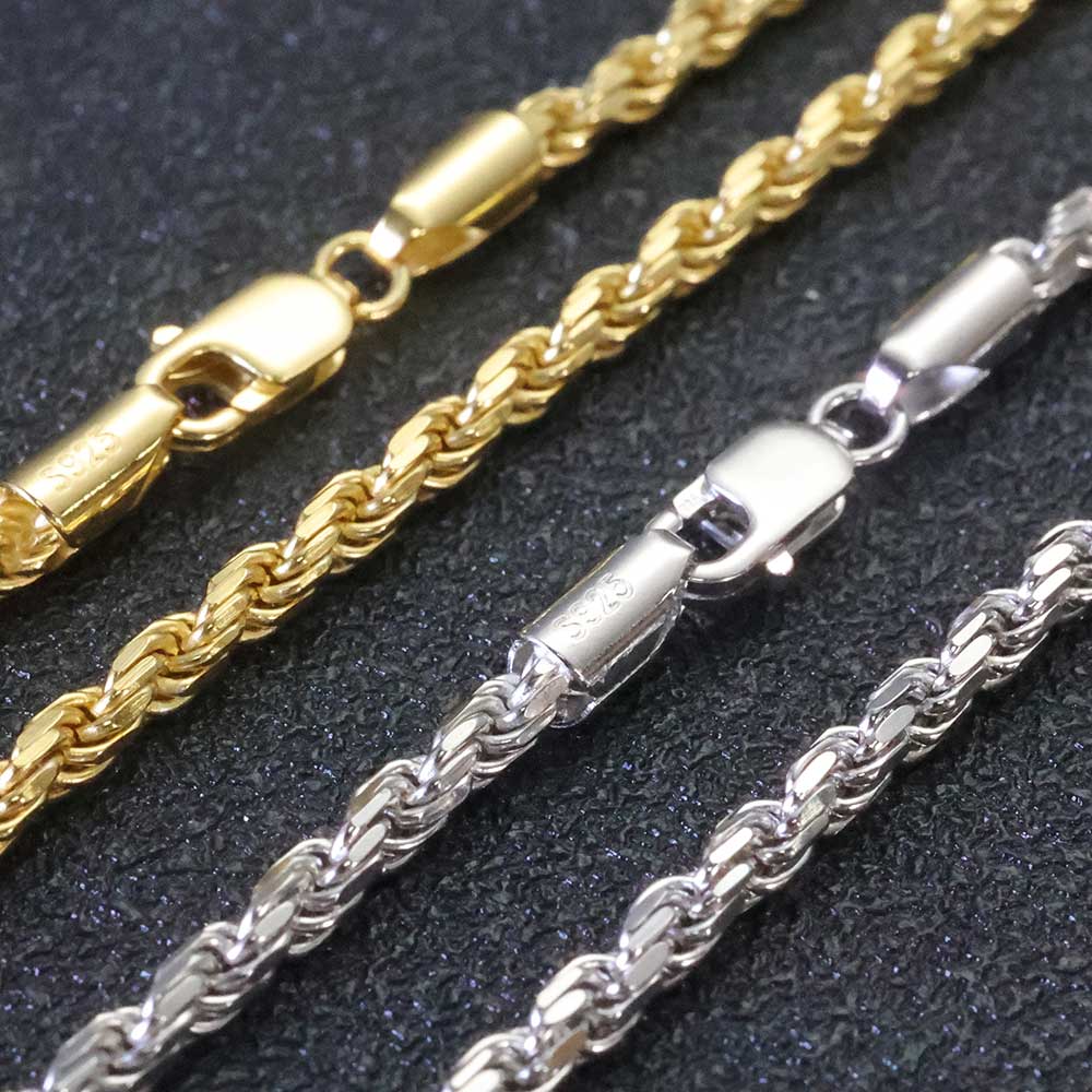 925 Sterling Silver Chain Necklace Men - ESKEEM 3MM/5mm hombres mujeres PVD 18k