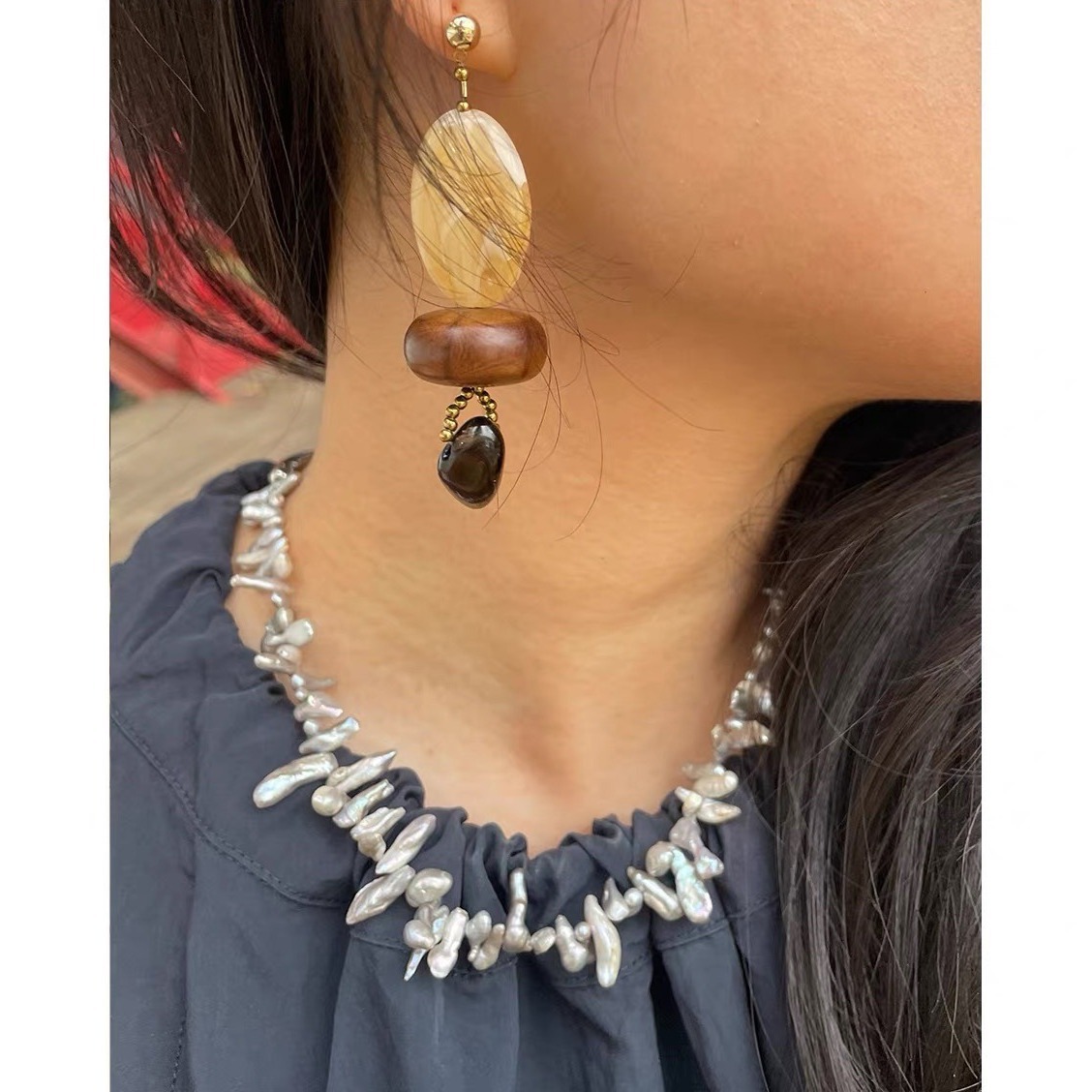 Pearl Choker Necklace Vintage - Conjunto de collar bohemio con perlas