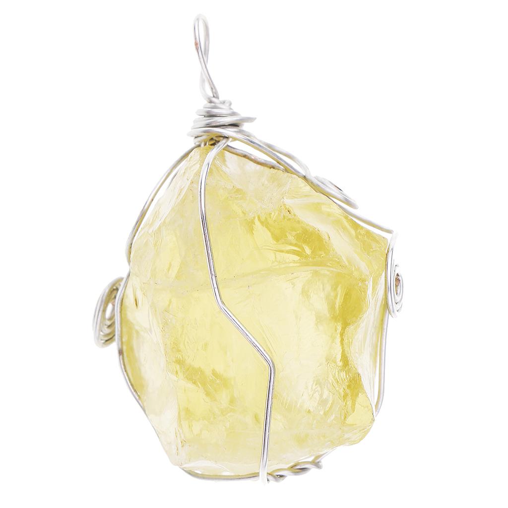 Crystal Pendant Necklace Natural Stone - Colgante de Citrino, Collar de Cristal