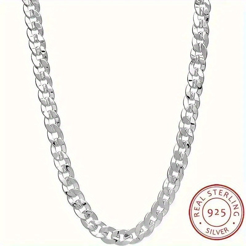 Collar de cadena cubana de pla - 925 Sterling Silver Chain Necklace Men reseña y precio