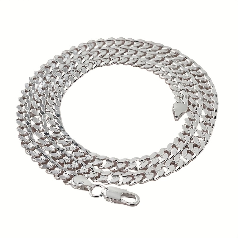 Collar de cadena cubana de pla - 925 Sterling Silver Chain Necklace Men reseña y precio