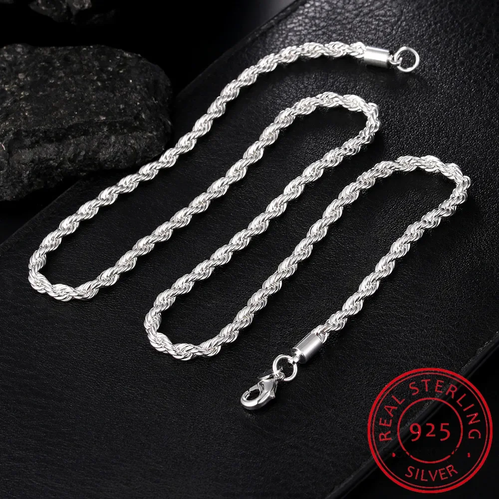 Collar de cadena de cuerda de  - 925 Sterling Silver Chain Necklace Men reseña y precio