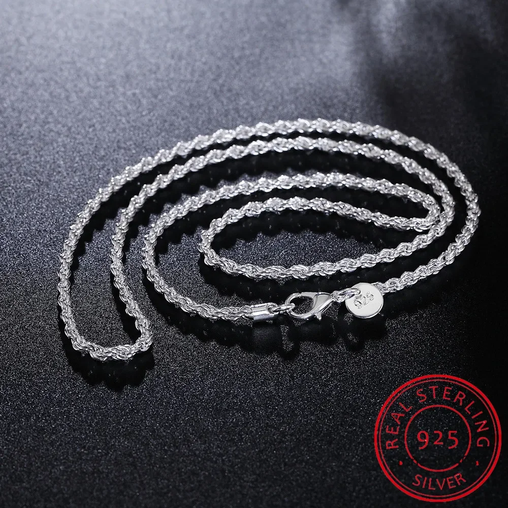 Collar de cadena de cuerda de  - 925 Sterling Silver Chain Necklace Men reseña y precio