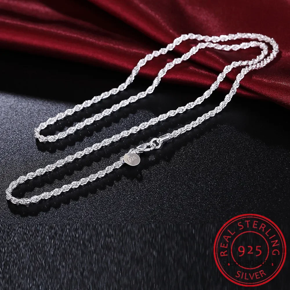Collar de cadena de cuerda de  - 925 Sterling Silver Chain Necklace Men reseña y precio