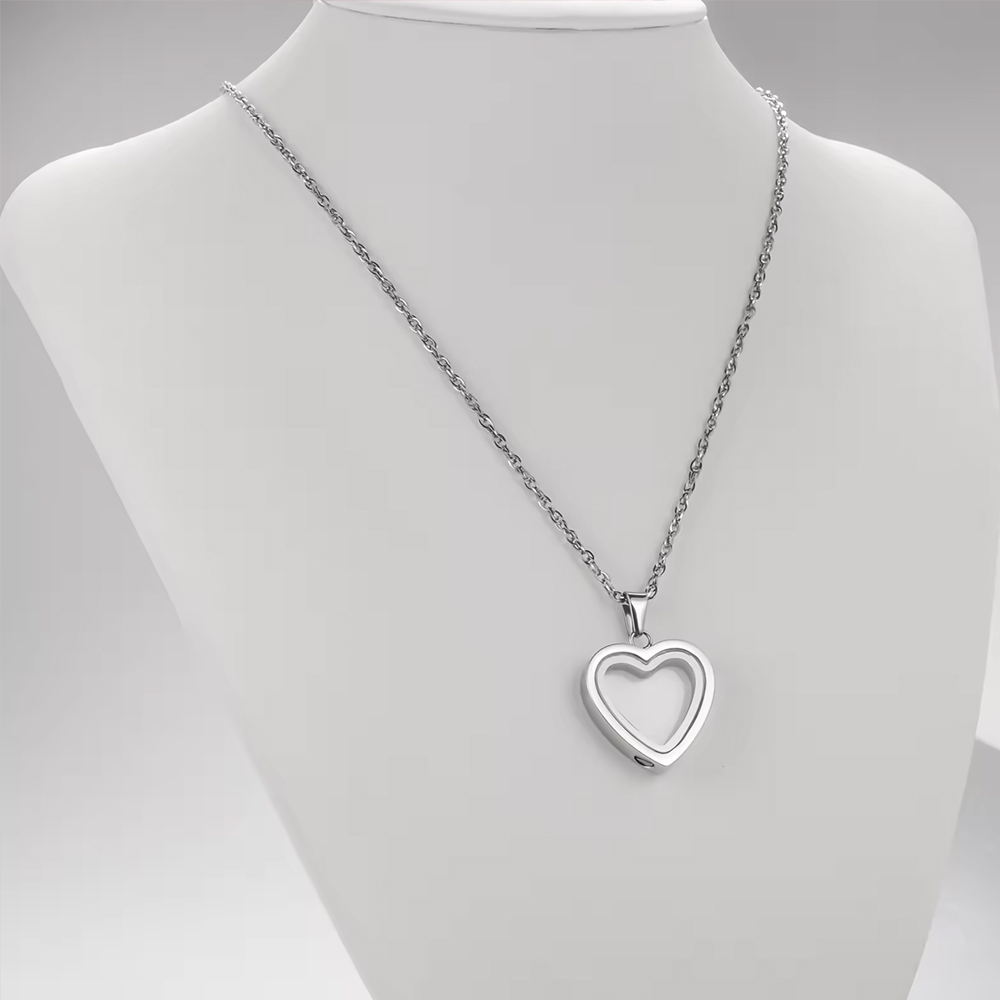 Collar de joyería de cremación - Heart Locket Necklace Photo reseña y precio