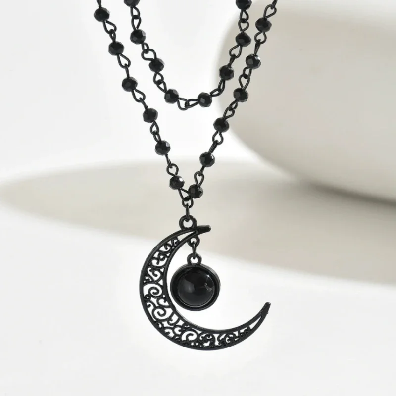 Collar con colgante de luna cr - Layered Pendant Necklace Aesthetic reseña y precio