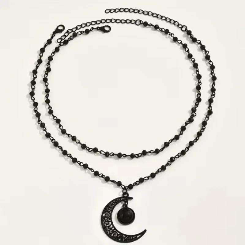 Collar con colgante de luna cr - Layered Pendant Necklace Aesthetic reseña y precio
