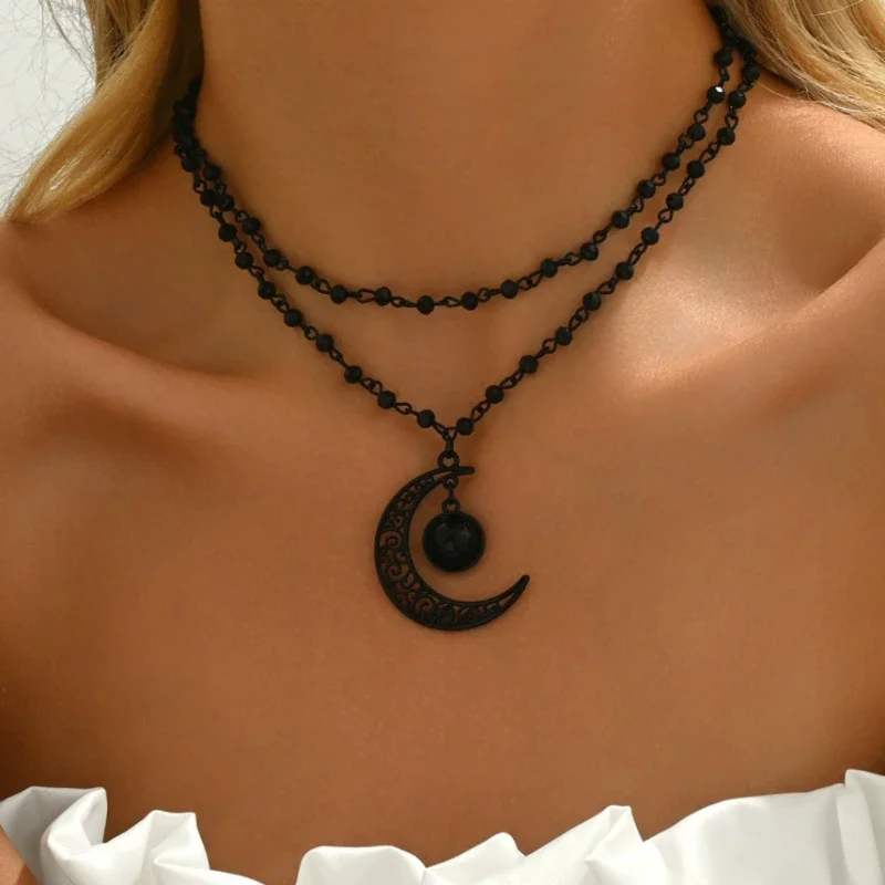 Collar con colgante de luna cr - Layered Pendant Necklace Aesthetic reseña y precio
