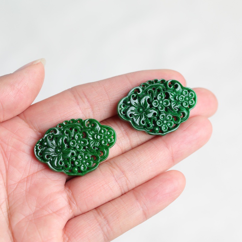 2 piezas de jade natural, cian - Earrings reseña y precio