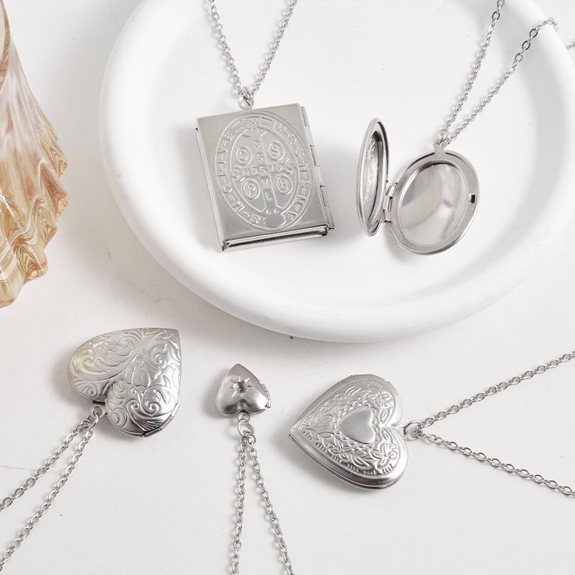 Marco de fotos elegante con di - Heart Locket Necklace Photo reseña y precio